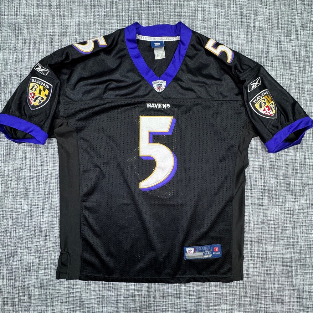 Reebok Mens Joe Flacco Baltimore Ravens #5 Stitched Football Jersey Black Sz 52